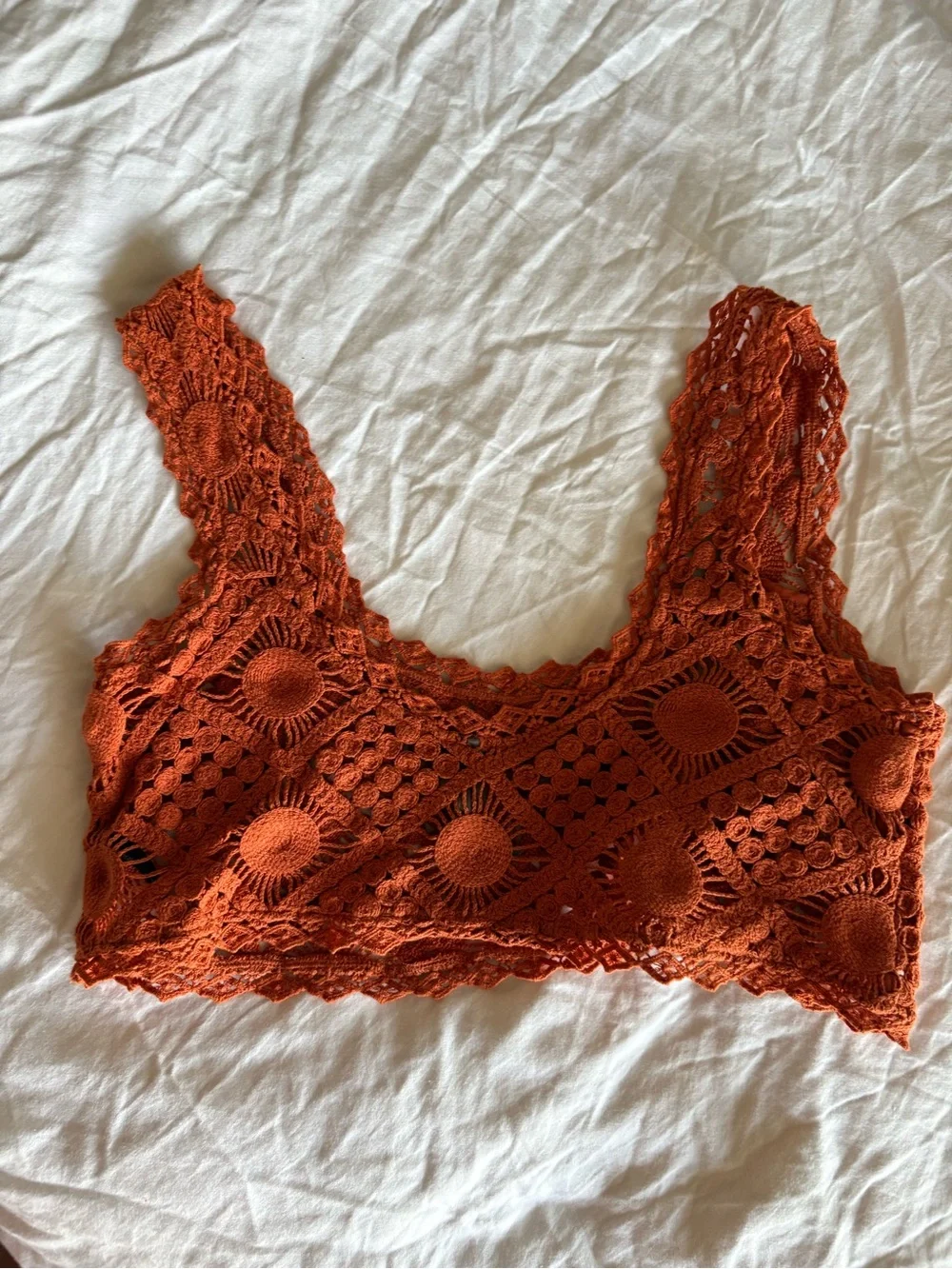 Crochet Crop Tank Top Orange by Anthropologie